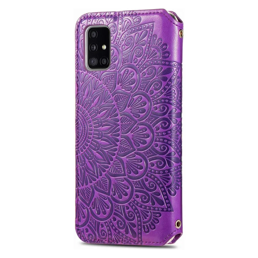 König Design Hülle Handy Schutz für Samsung Galaxy A51 Case Flip Cover Tasche Etuis Violett