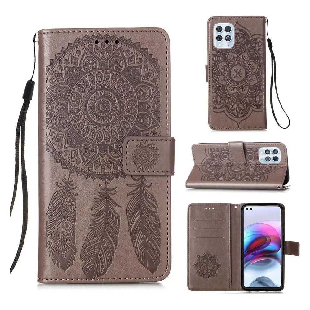 König Design Hülle Handy Schutz für Motorola Moto G100 Case Flip Cover Tasche Etuis Grau Neu