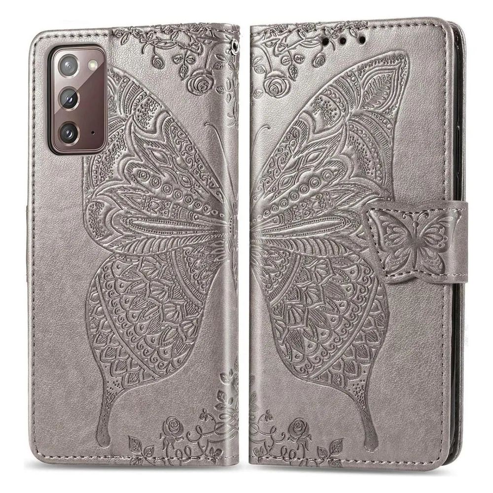 König Design Hülle Handy Schutz für Samsung Galaxy Note 20 Case Flip Cover Tasche Etuis Grau