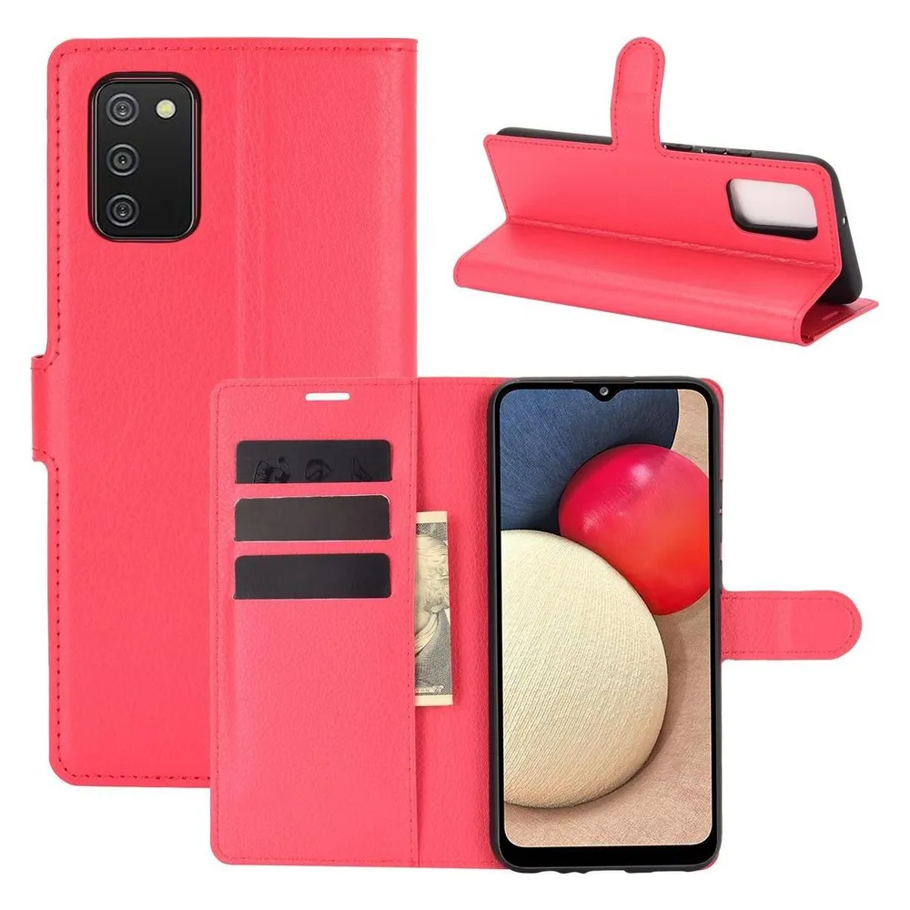 König Design Hülle Handy Schutz für Samsung Galaxy A02s Case Cover Tasche Etuis Bumper Rot