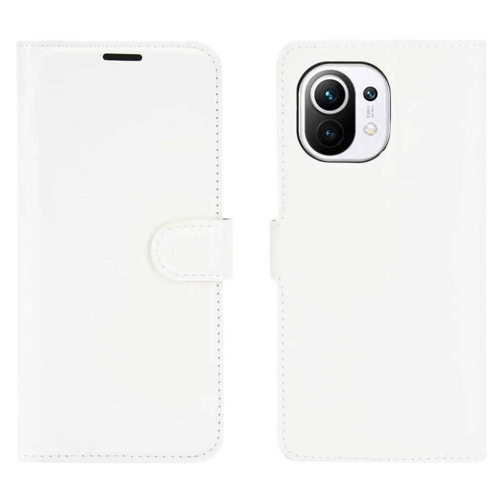 König Design Hülle Handy Schutz für Xiaomi Mi 11 Case Flip Cover Tasche Etuis Bumper Weiss Neu