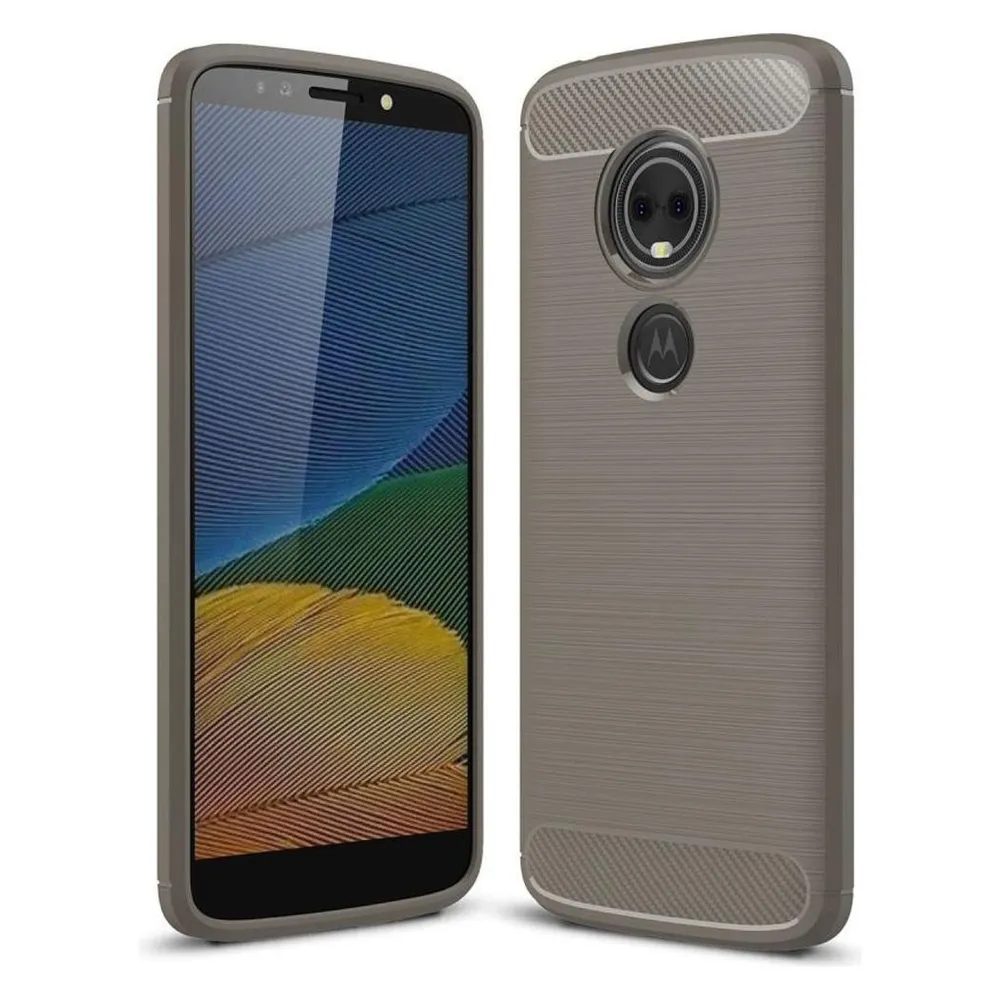 König Design Hülle Handy Schutz für Motorola Moto G6 Play Case Cover Bumper Carbon Optik Grau