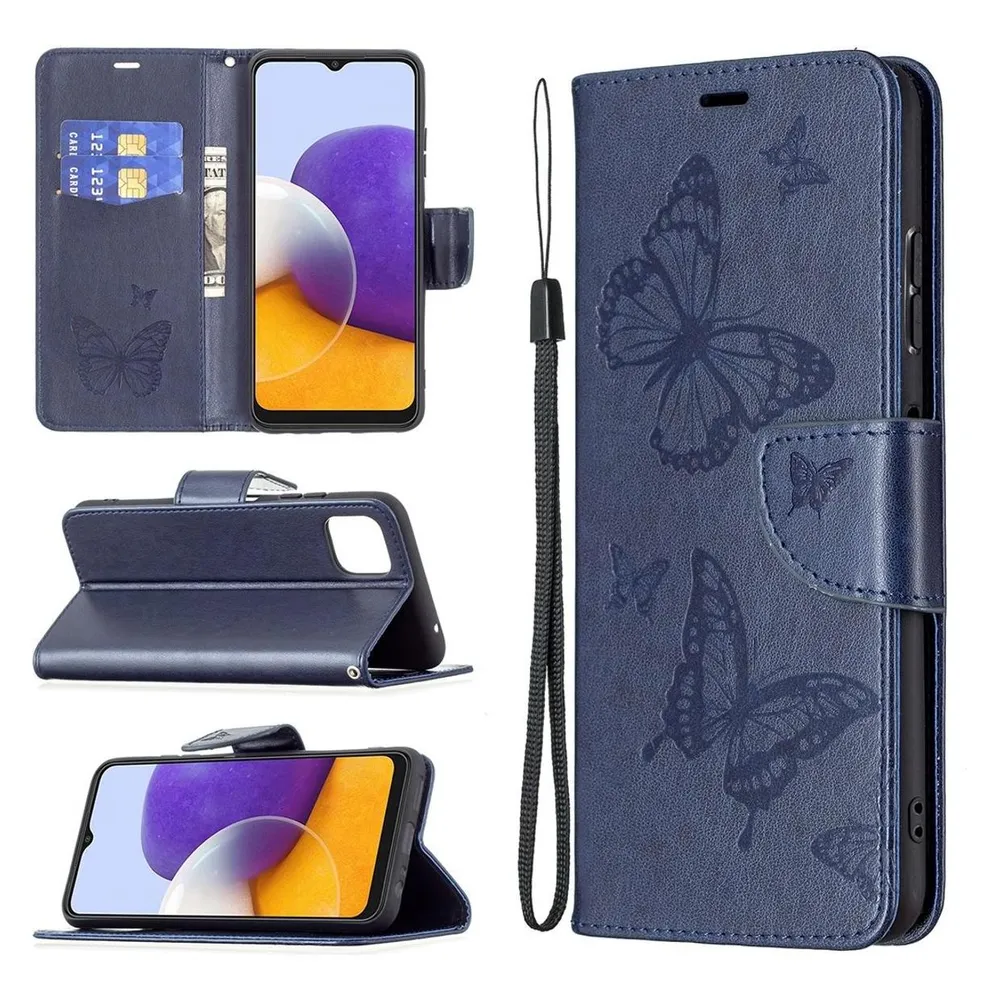 König Design Hülle Handy Schutz für Samsung Galaxy A22 5G Case Cover Tasche Etui Bumper Blau (Samsung Galaxy A22 5G)