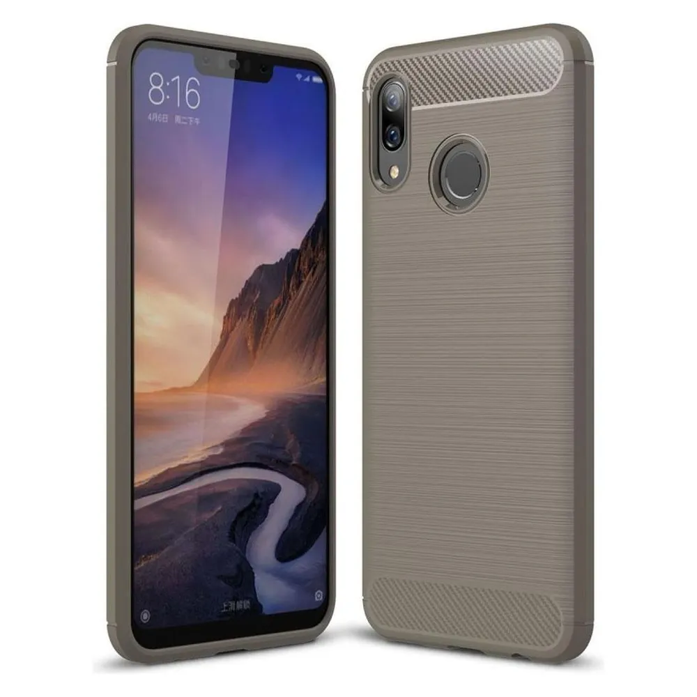 König Design Hülle Handy Schutz für Huawei Nova 3 Case Cover Bumper Carbon Optik Etuis Grau