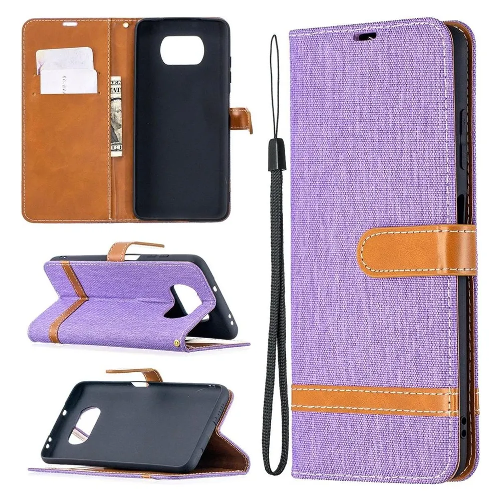 König Design Hülle Handy Schutz für Xiaomi Poco X3 Case Flip Cover Tasche Etui Bumper Violett (Xiaomi Poco X3)