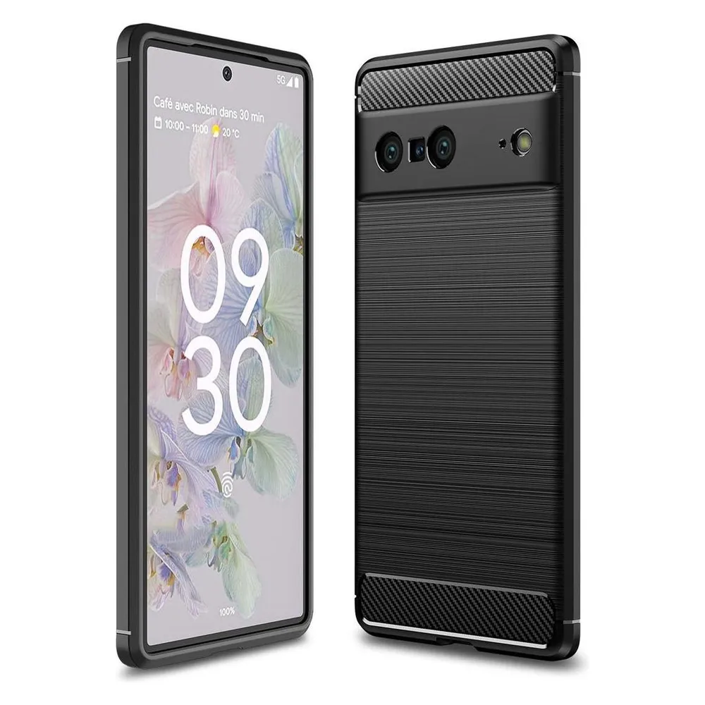 König Design Hülle Handy Schutz Case Cover Tasche Carbon Etuis Bumper Backcover Schale Rahmen (Google Pixel 7)