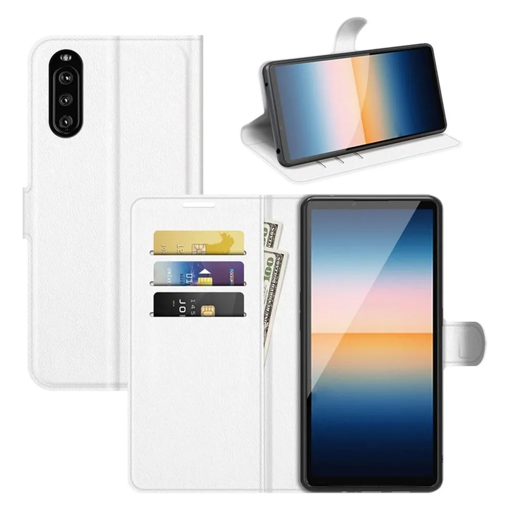 König Design Hülle Handy Schutz für Sony Xperia 10 III Case Flip Cover Tasche Etuis Schwarz (Sony Xperia 10 III)