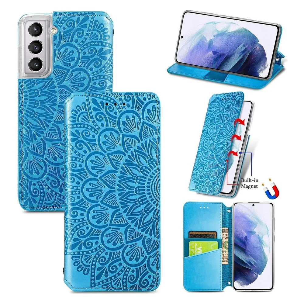 König Design Hülle Handy Schutz für Samsung Galaxy S21 Plus Case Cover Tasche Etuis Blau Neu (Samsung Galaxy S21+)