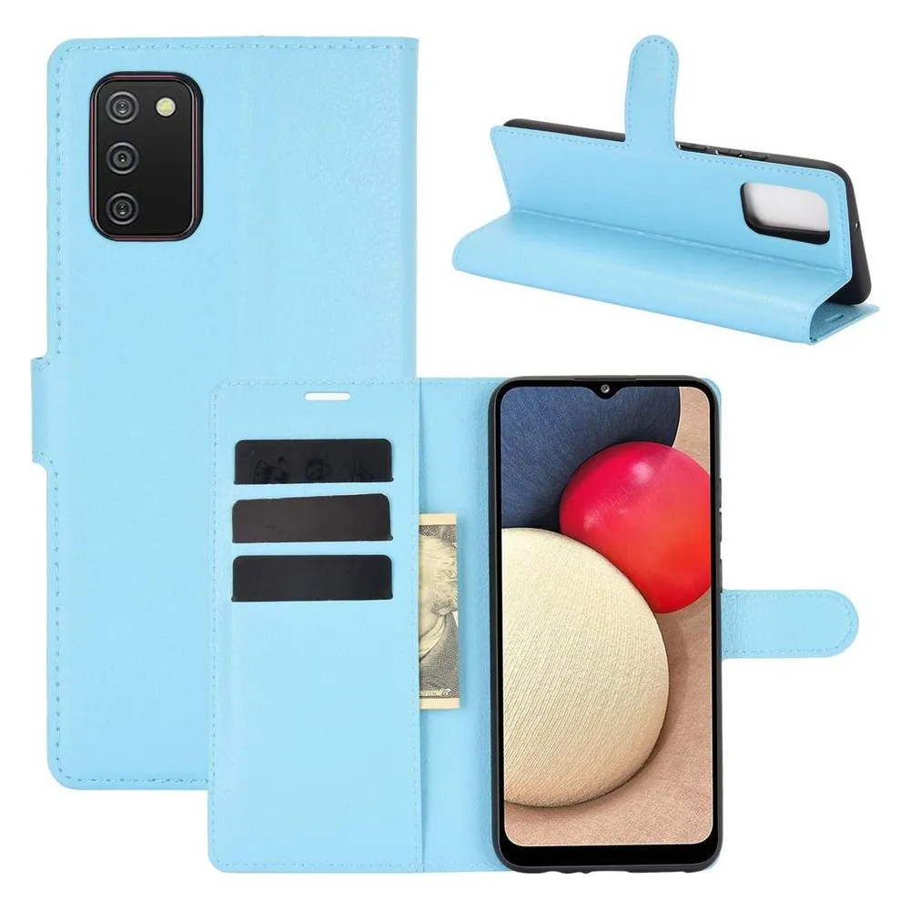 König Design Hülle Handy Schutz für Samsung Galaxy A02s Case Cover Tasche Etuis Bumper Blau