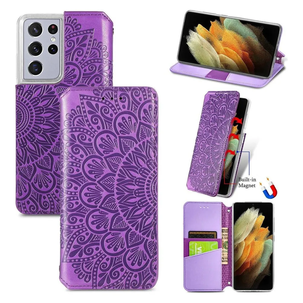 König Design Hülle Handy Schutz für Samsung Galaxy S21 Ultra Case Cover Tasche Etuis Violett (Samsung Galaxy S21 Ultra)