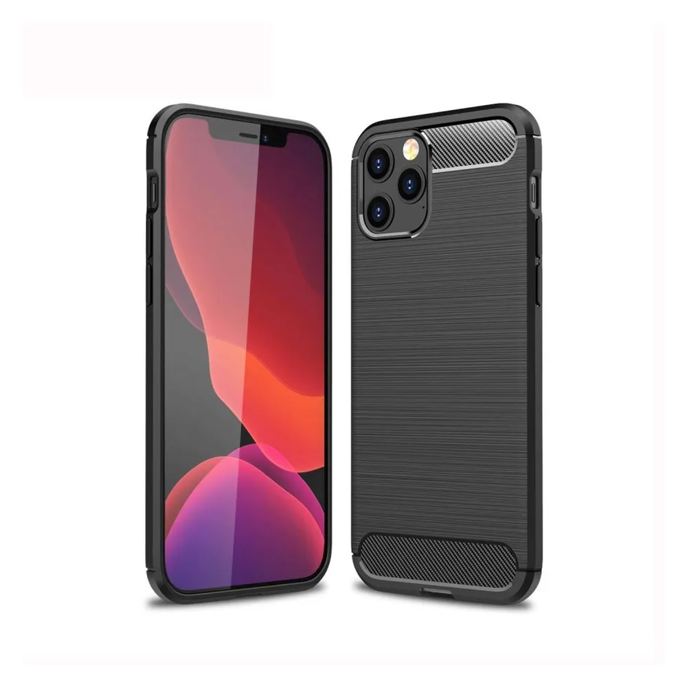 König Design Hülle Handy Schutz für Apple iPhone 12 Pro Max Case Cover Bumper Carbon Schwarz