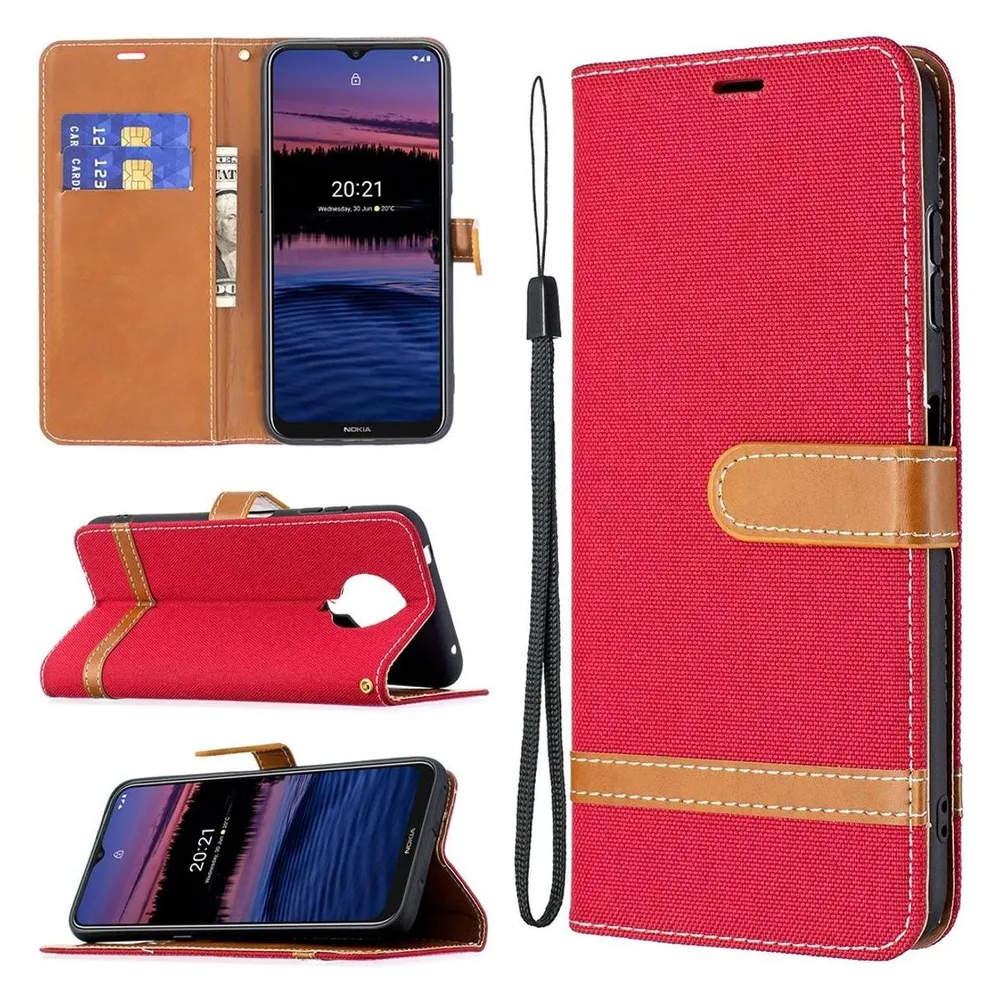 König Design Hülle Handy Schutz für Nokia G10 G20 Case Flip Cover Tasche Etuis Bumper Rot Neu (Nokia G10, Nokia G20)