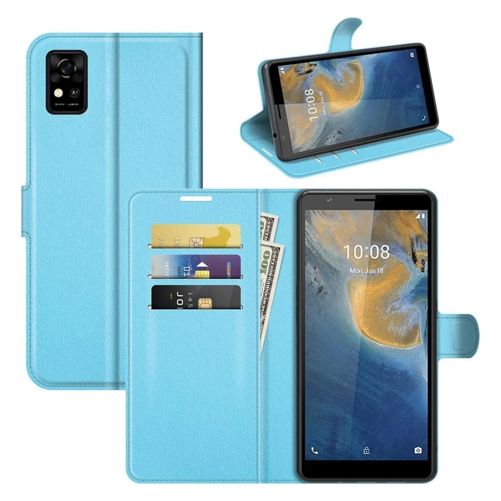 König Design Hülle Handy Schutz für ZTE Blade A31 Case Flip Cover Tasche Etuis Bumper Blau