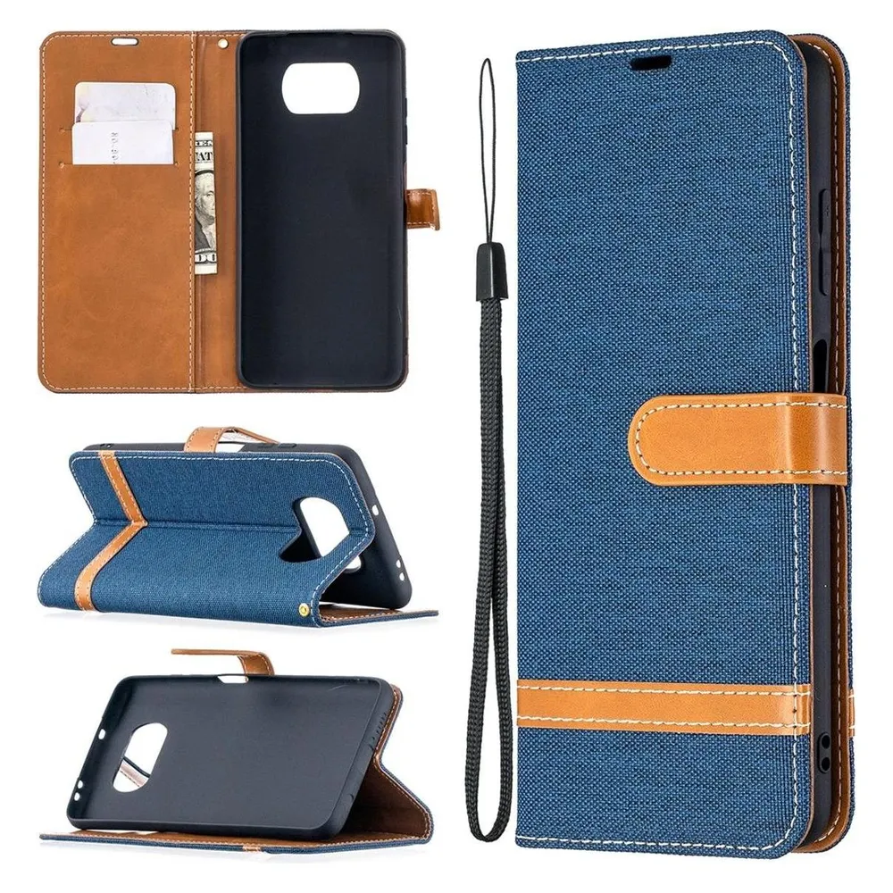 König Design Hülle Handy Schutz für Xiaomi Poco X3 Case Flip Cover Tasche Etuis Bumper Blau (Xiaomi Poco X3)