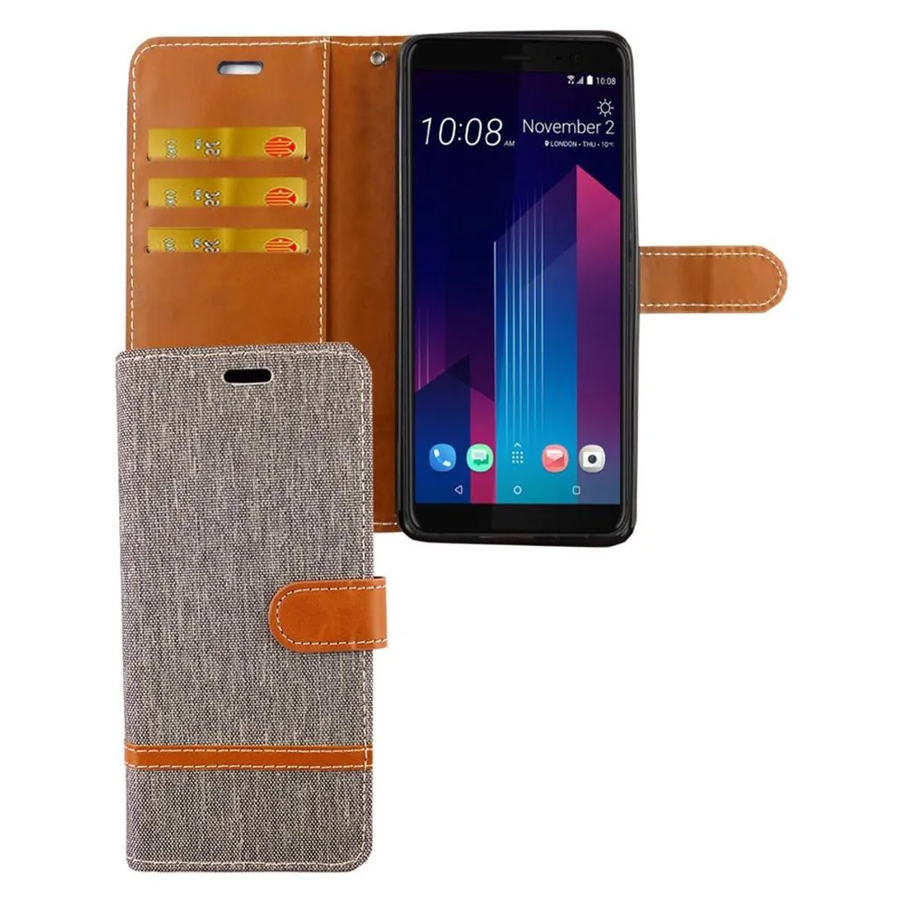 König Design Hülle Handy Schutz für HTC U12 Plus Case Cover Tasche Wallet Etui Handyhülle Neu (HTC U12+)