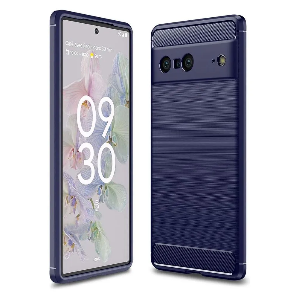 König Design Hülle Handy Schutz Case Cover Tasche Carbon Etuis Bumper Backcover Schale Rahmen (Google Pixel 7)