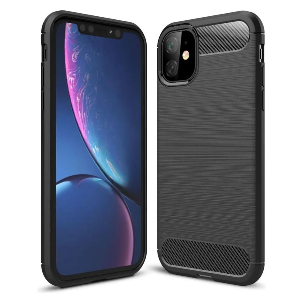 König Design Hülle Handy Schutz für Apple iPhone 11 Pro Max Case Cover Bumper Carbon Grau
