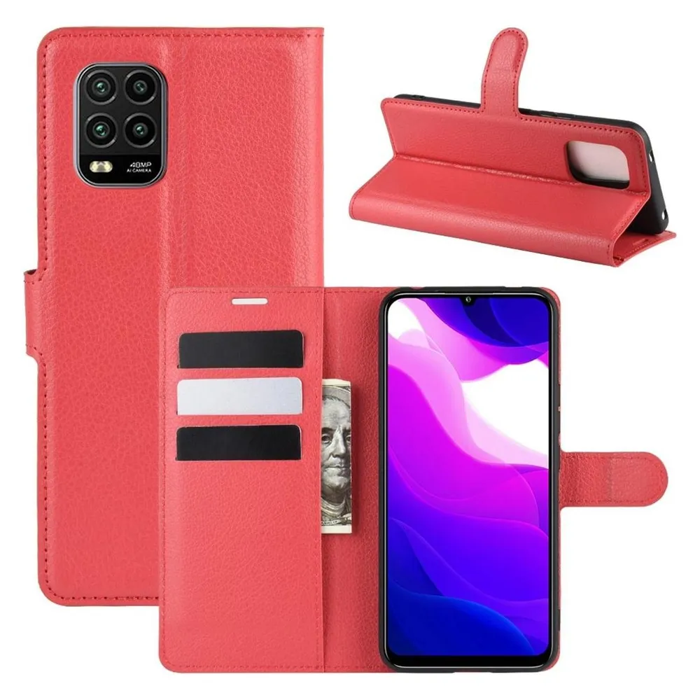 König Design Hülle Handy Schutz für Xiaomi Mi 10 Lite 5G Case Cover Tasche Etuis Bumper Rot