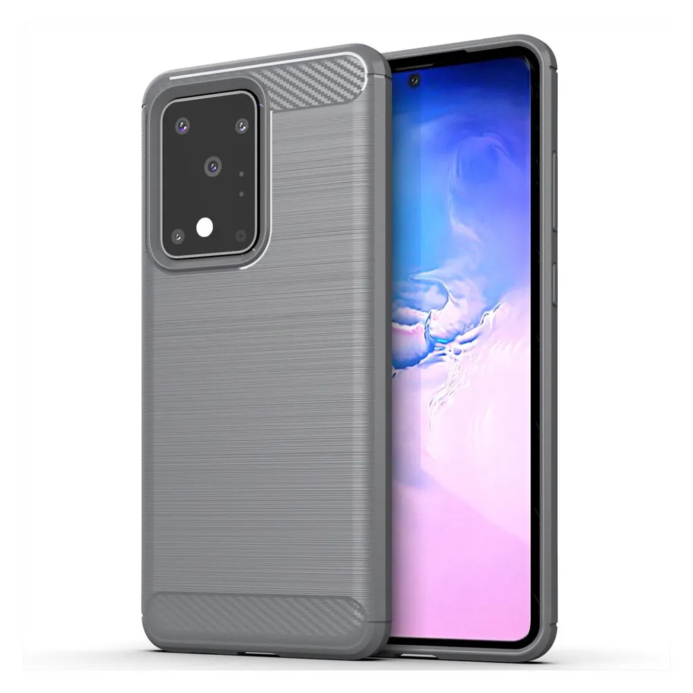 König Design Hülle Handy Schutz für Samsung Galaxy S20 Ultra Case Cover Bumper Carbon Grau
