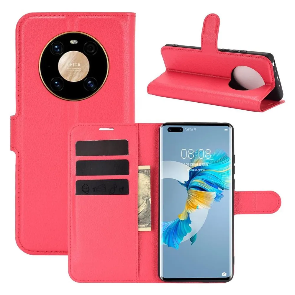 König Design Hülle Handy Schutz für Huawei Mate 40 Pro Case Cover Tasche Etuis Bumper Rot Neu