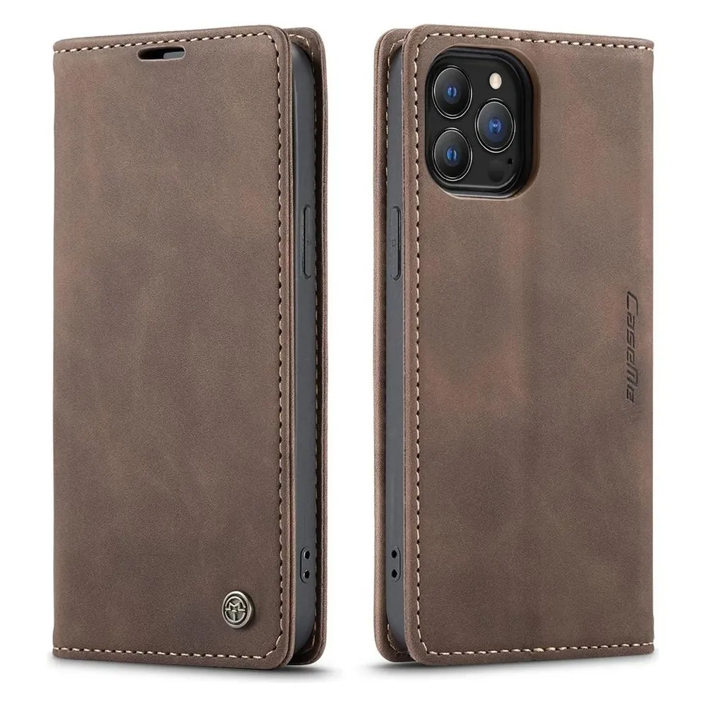 König Design Hülle Handy Schutz für Apple iPhone 13 Pro Case Flip Cover Tasche Etuis Braun (Apple iPhone 13 Pro)