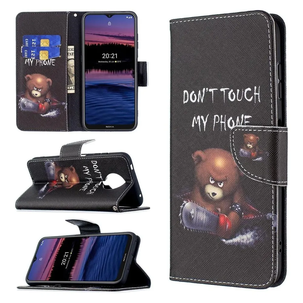 König Design Hülle Handy Schutz für Nokia G10 G20 Case Flip Cover Tasche Etuis Bumper Schwarz (Nokia G10)