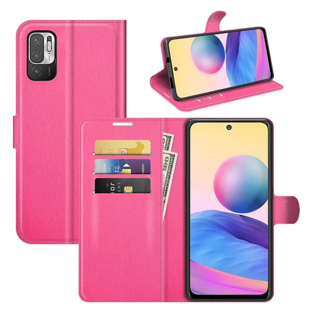 König Design Hülle Handy Schutz für Xiaomi Redmi Note 10 5G Case Flip Cover Tasche Etuis Rot (Xiaomi Redmi Note 10 5G)