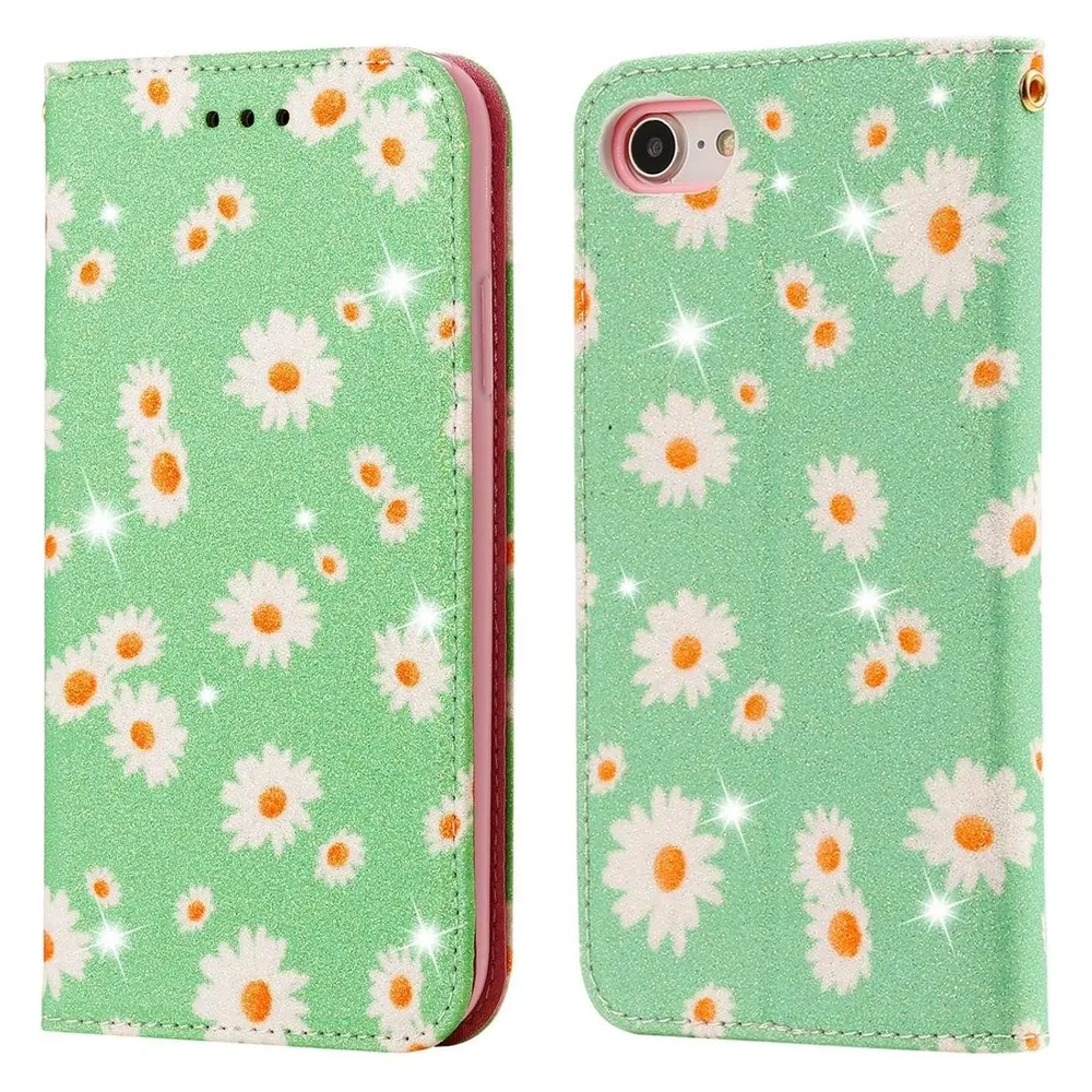 König Design Hülle Handy Schutz für Apple iPhone 7 Case Flip Cover Tasche Etuis Bumper Grün