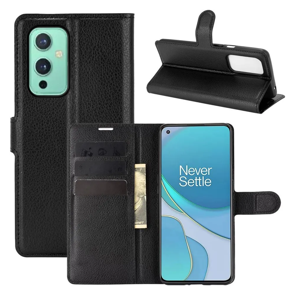 König Design Hülle Handy Schutz für OnePlus 9 Case Flip Cover Tasche Etuis Bumper Schwarz Neu (OnePlus 9)