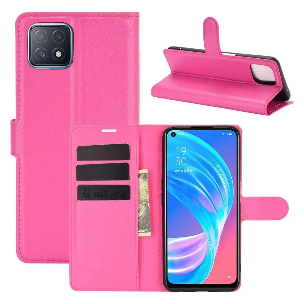 König Design Hülle Handy Schutz für Oppo A72 5G A73 5G Case Flip Cover Tasche Etuis Rosa Neu (Oppo A72, Oppo A73)