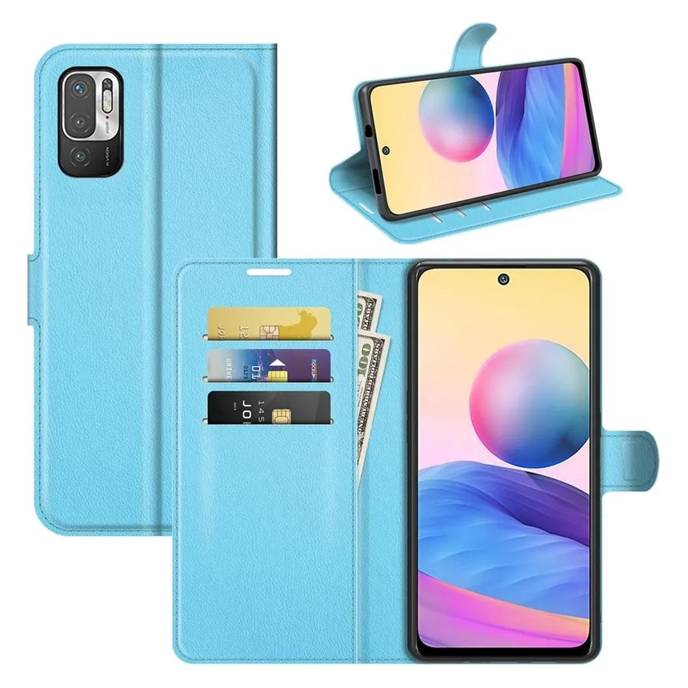König Design Hülle Handy Schutz für Xiaomi Redmi Note 10 5G Case Flip Cover Tasche Etuis Blau (Xiaomi Redmi Note 10 5G)
