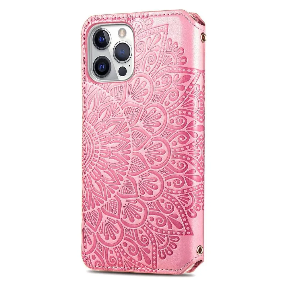 König Design Hülle Handy Schutz für Apple iPhone 12 Pro Max Case Flip Cover Tasche Etuis Rosa (Apple iPhone 12 Pro Max)