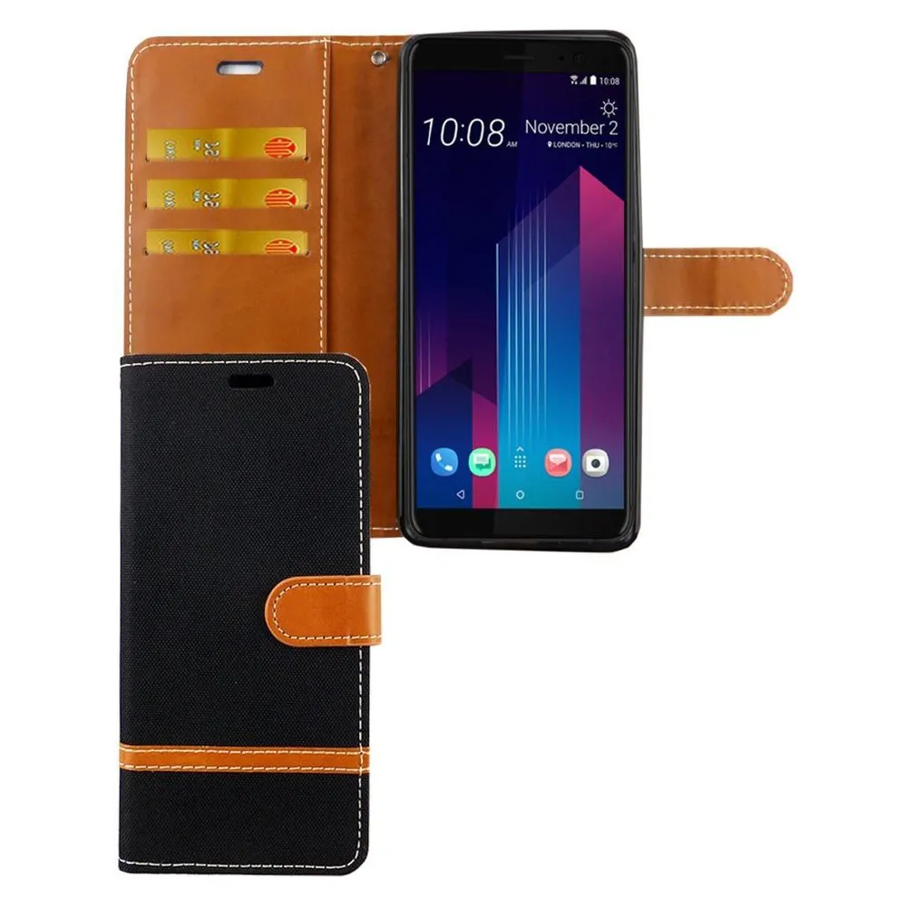 König Design Hülle Handy Schutz für HTC U12 Plus Case Cover Tasche Wallet Etui Handyhülle Neu (HTC U12+)
