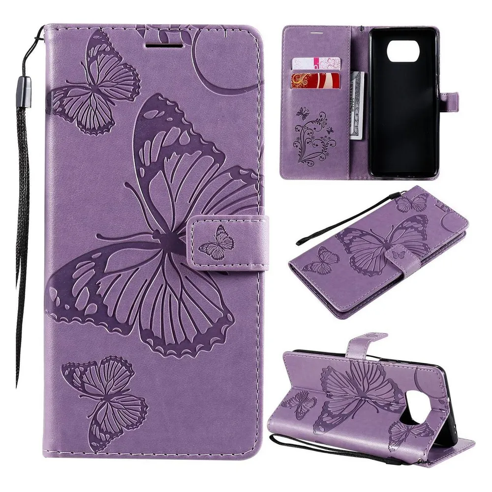 König Design Hülle Handy Schutz für Xiaomi Poco X3 Case Flip Cover Tasche Etui Bumper Violett (Xiaomi Poco X3)