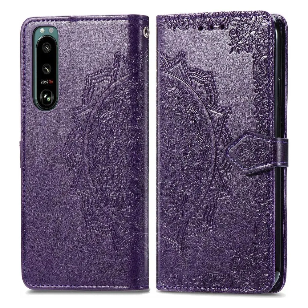 König Design Hülle Handy Schutz für Sony Xperia 5 III Case Cover Tasche Etuis Bumper Violett