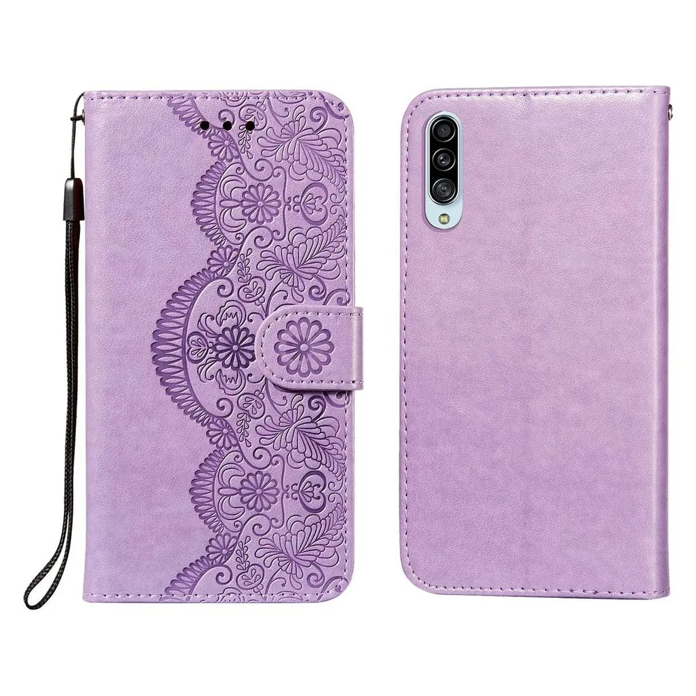 König Design Hülle Handy Schutz für Samsung Galaxy A90 5G Case Flip Cover Tasche Etui Violett