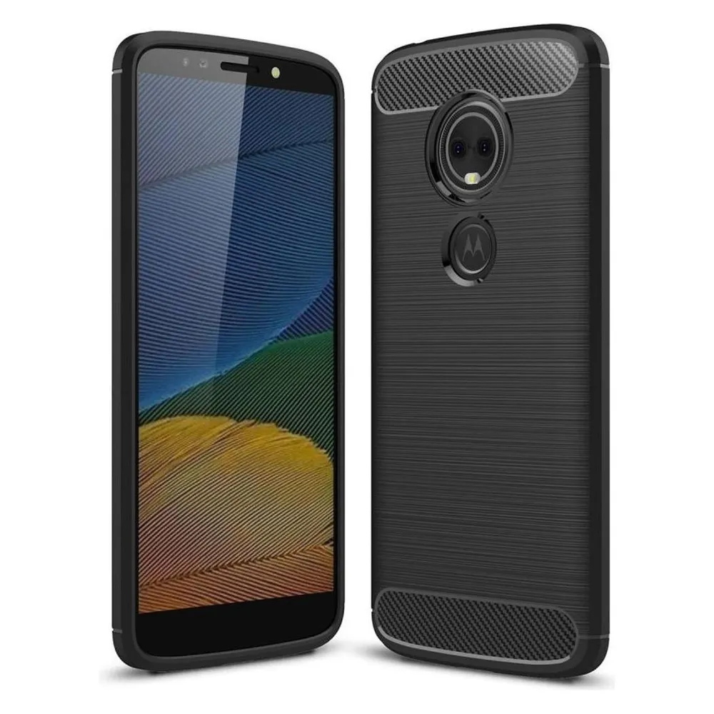 König Design Hülle Handy Schutz für Motorola Moto G6 Play Case Cover Bumper Carbon Schwarz