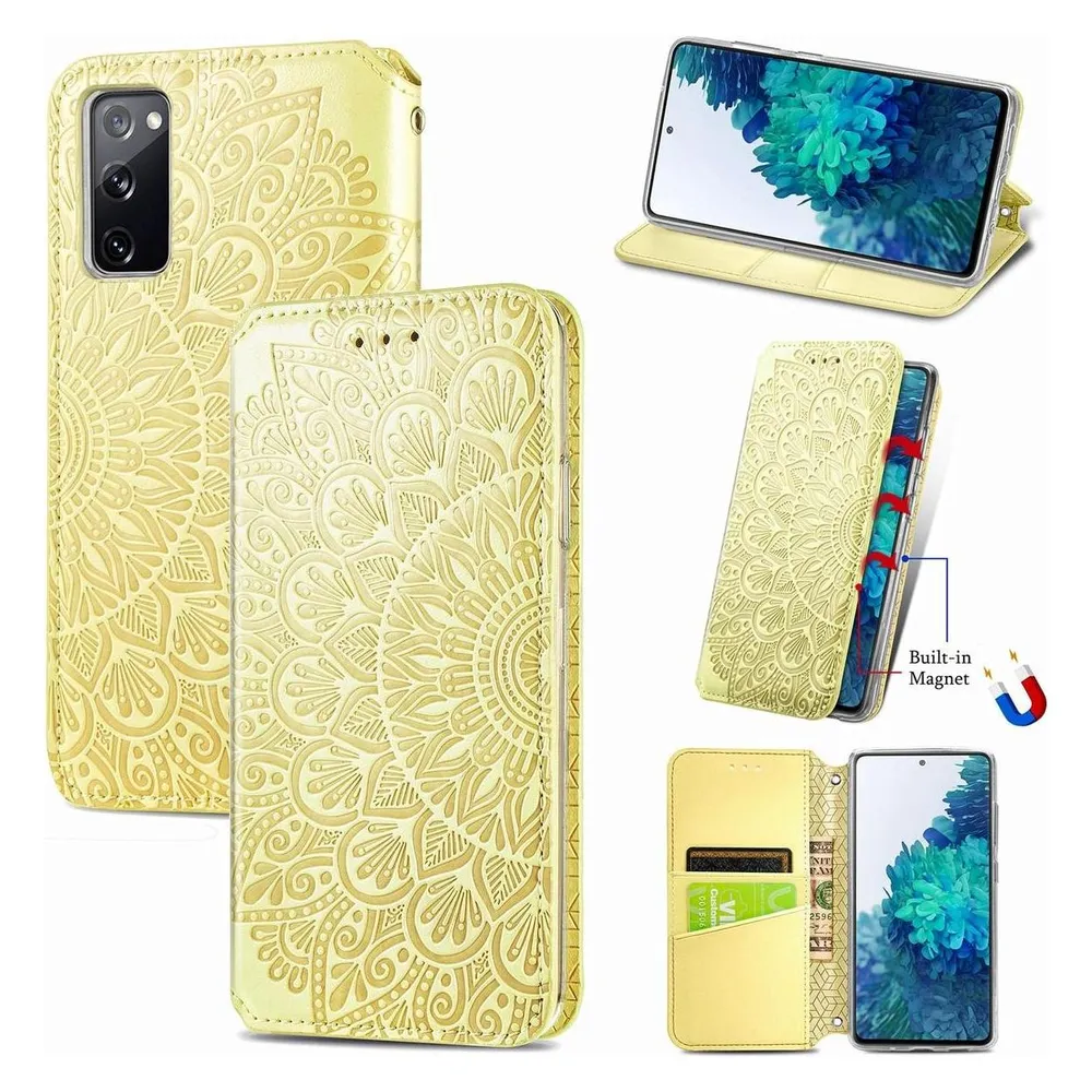König Design Hülle Handy Schutz für Samsung Galaxy S20 FE Case Flip Cover Tasche Etuis Gelb