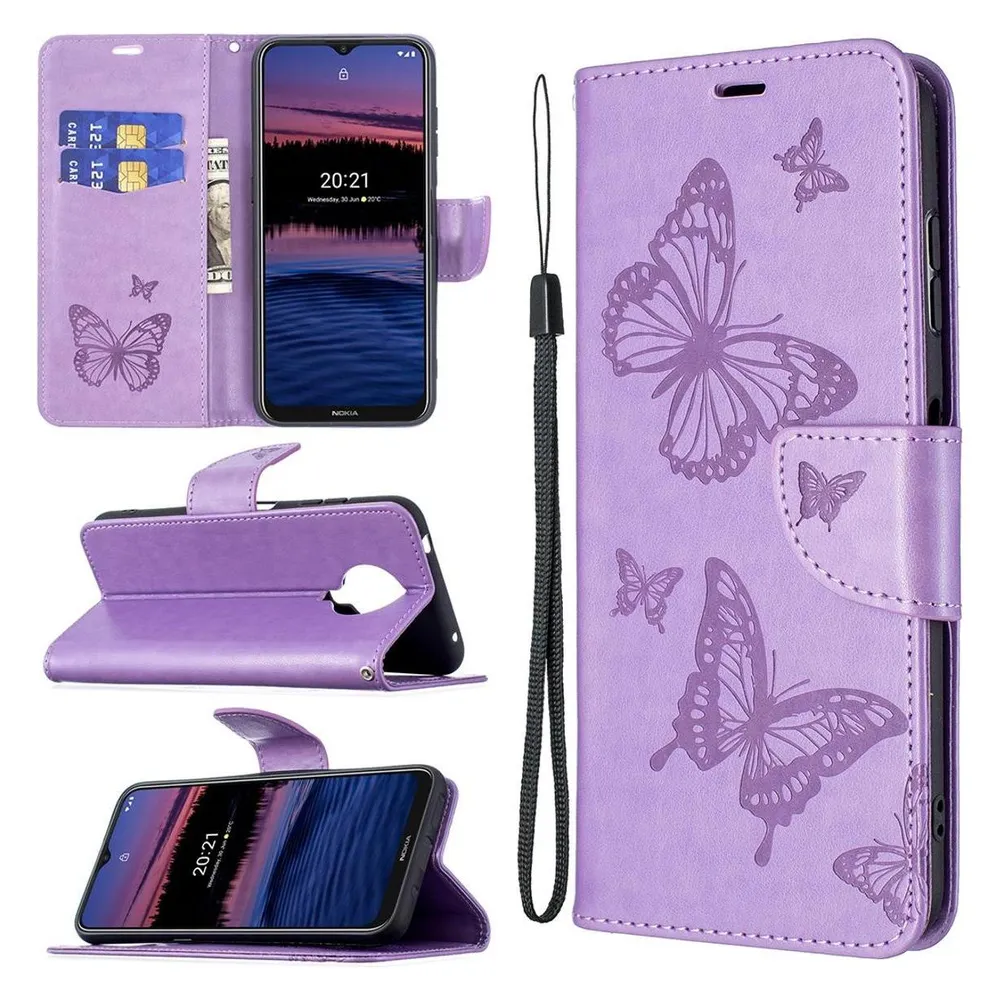 König Design Hülle Handy Schutz für Nokia G10 G20 Case Flip Cover Tasche Etuis Bumper Violett (Nokia G10)