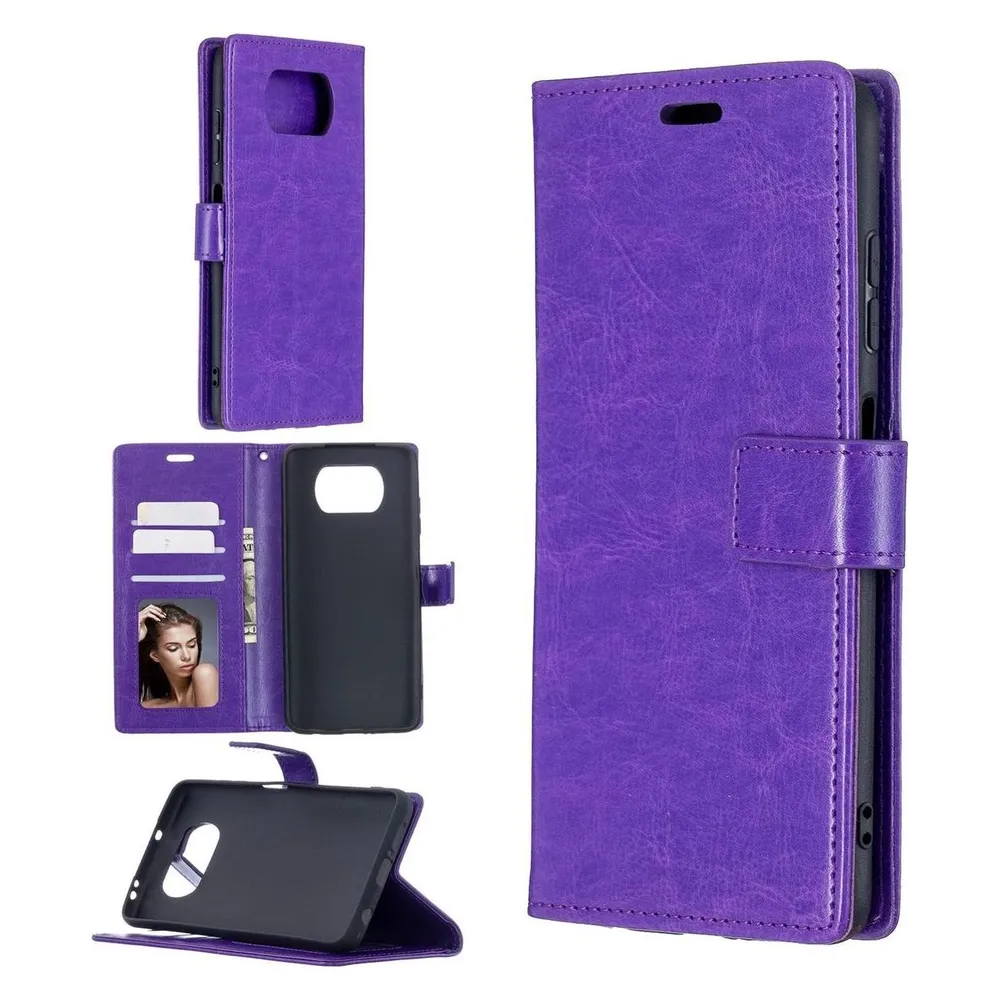 König Design Hülle Handy Schutz für Xiaomi Poco X3 Case Flip Cover Tasche Etui Bumper Violett (Xiaomi Poco X3)
