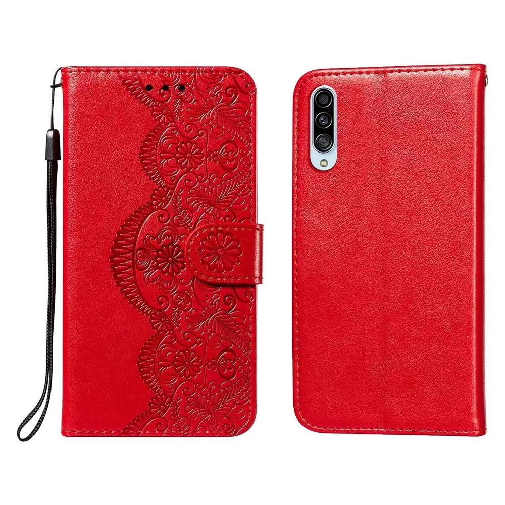König Design Hülle Handy Schutz für Samsung Galaxy A90 5G Case Flip Cover Tasche Etuis Rot