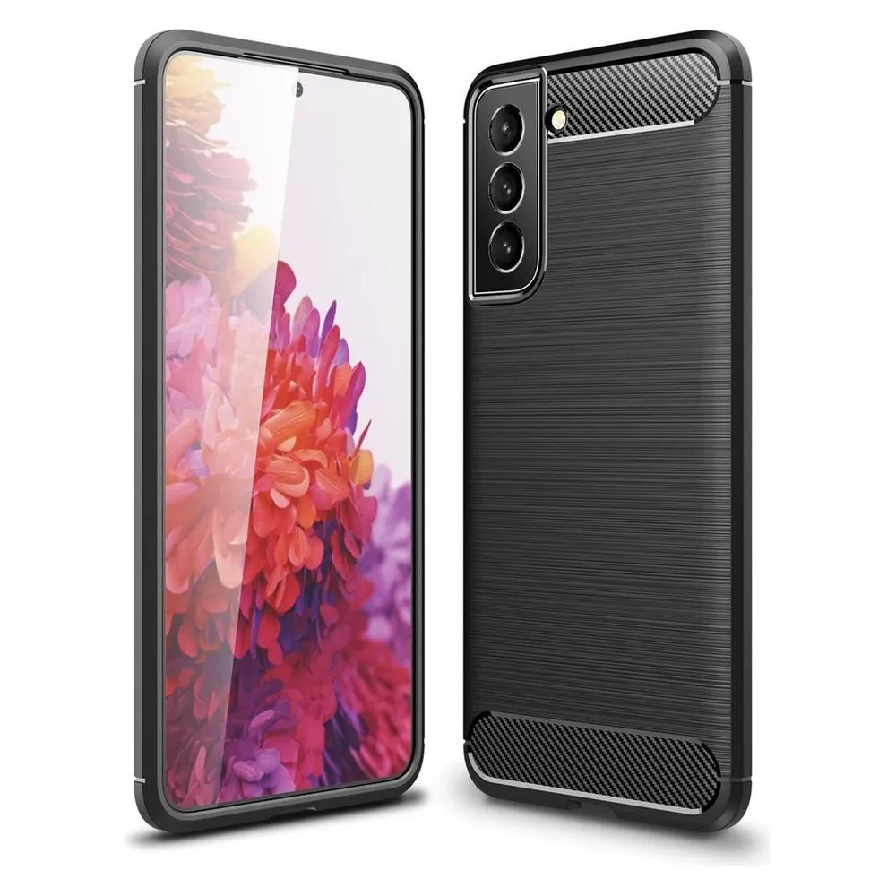 König Design Hülle Handy Schutz Case Cover Tasche Carbon Etuis Bumper Backcover Schale Rahmen (Samsung Galaxy S22 5G)