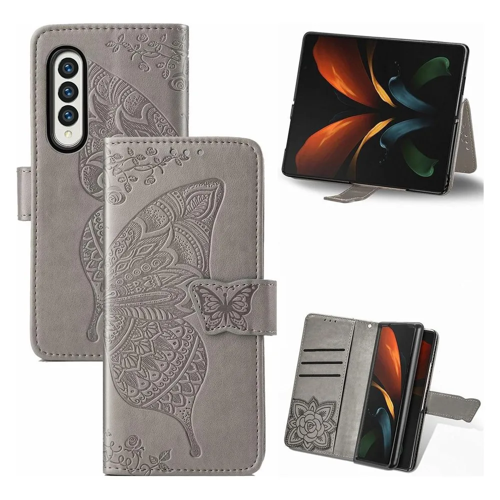 König Design Hülle Handy Schutz für Samsung Galaxy Z Fold3 5G Case Cover Tasche Etuis Grau (Samsung Galaxy Z Fold3 5G)