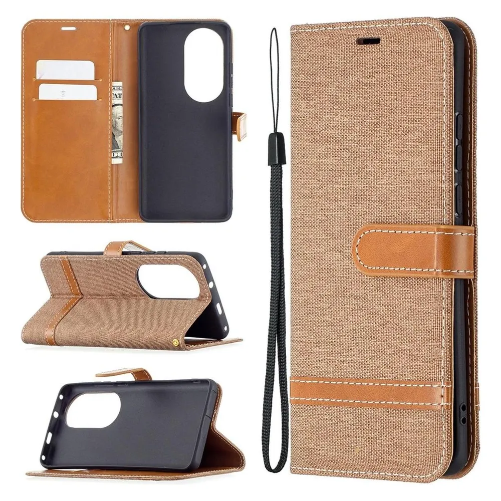König Design Hülle Handy Schutz für Huawei P50 Pro Case Flip Cover Tasche Etuis Bumper Braun (Huawei P50 Pro)