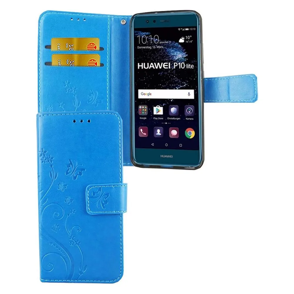 König Design Hülle Handy Schutz für Huawei P10 Lite Case Cover Tasche Wallet Etui Handyhülle (Huawei P10 Lite)