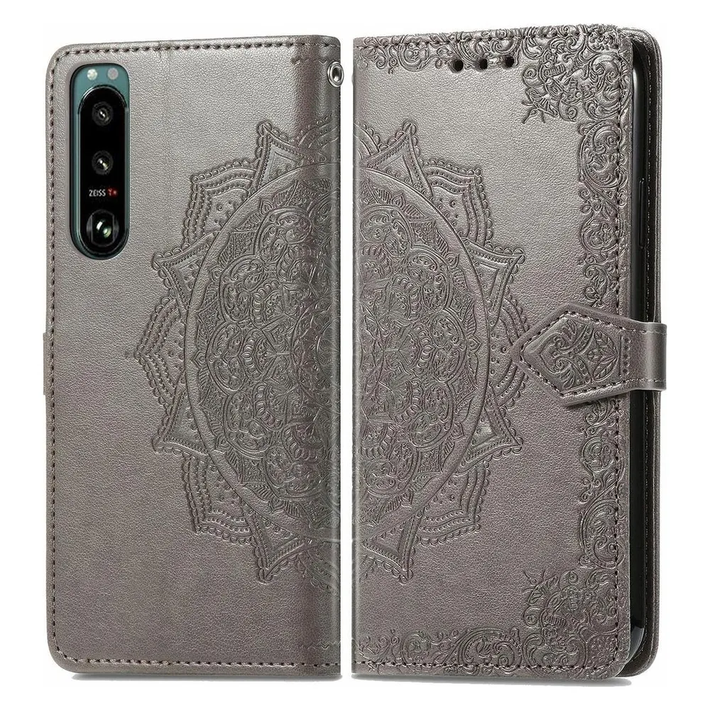 König Design Hülle Handy Schutz für Sony Xperia 5 III Case Cover Tasche Etuis Bumper Grau Neu