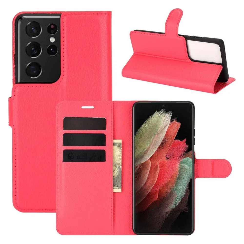 König Design Hülle Handy Schutz für Samsung Galaxy S21 Ultra Case Cover Tasche Etuis Rot Neu (Samsung Galaxy S21 Ultra)