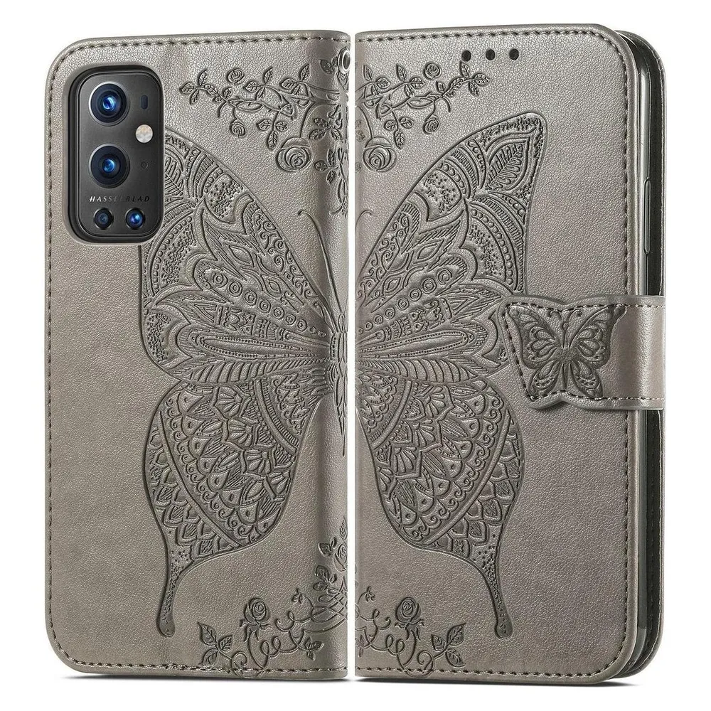 König Design Hülle Handy Schutz für OnePlus 9 Pro Case Flip Cover Tasche Etuis Bumper Grau (OnePlus 9 Pro)