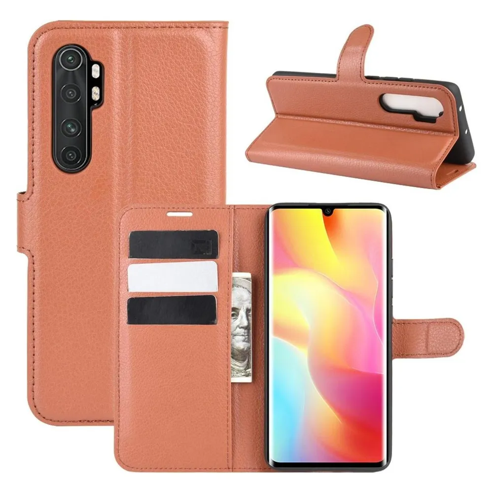 König Design Hülle Handy Schutz für Xiaomi Mi Note 10 Lite Case Cover Tasche Etuis Braun Neu