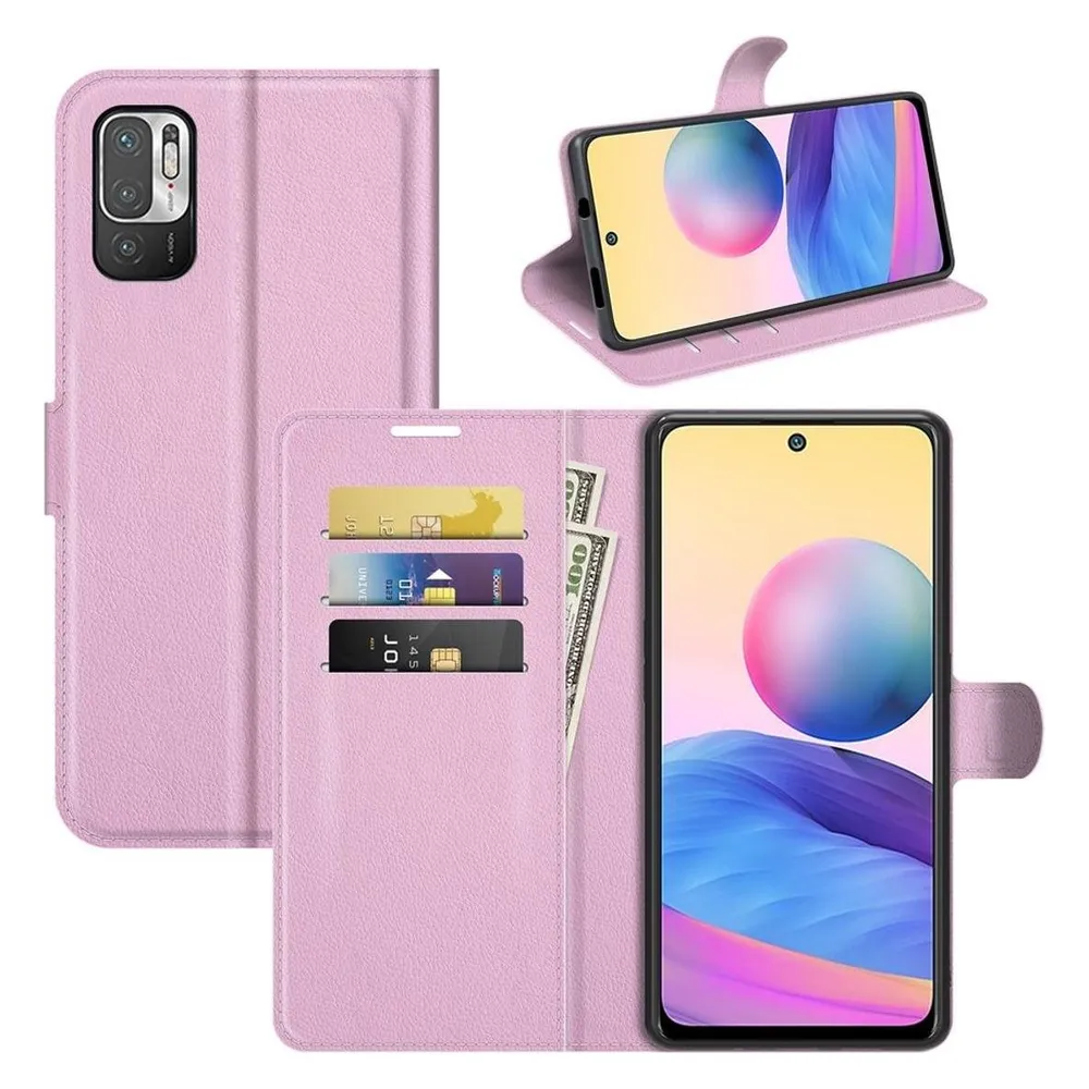 König Design Hülle Handy Schutz für Xiaomi Redmi Note 10 5G Case Flip Cover Tasche Etuis Rosa